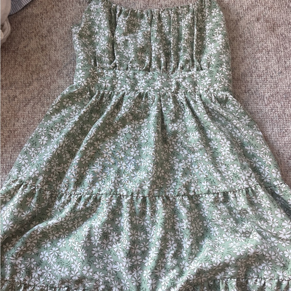 SHEIN Green Floral Mini Dress